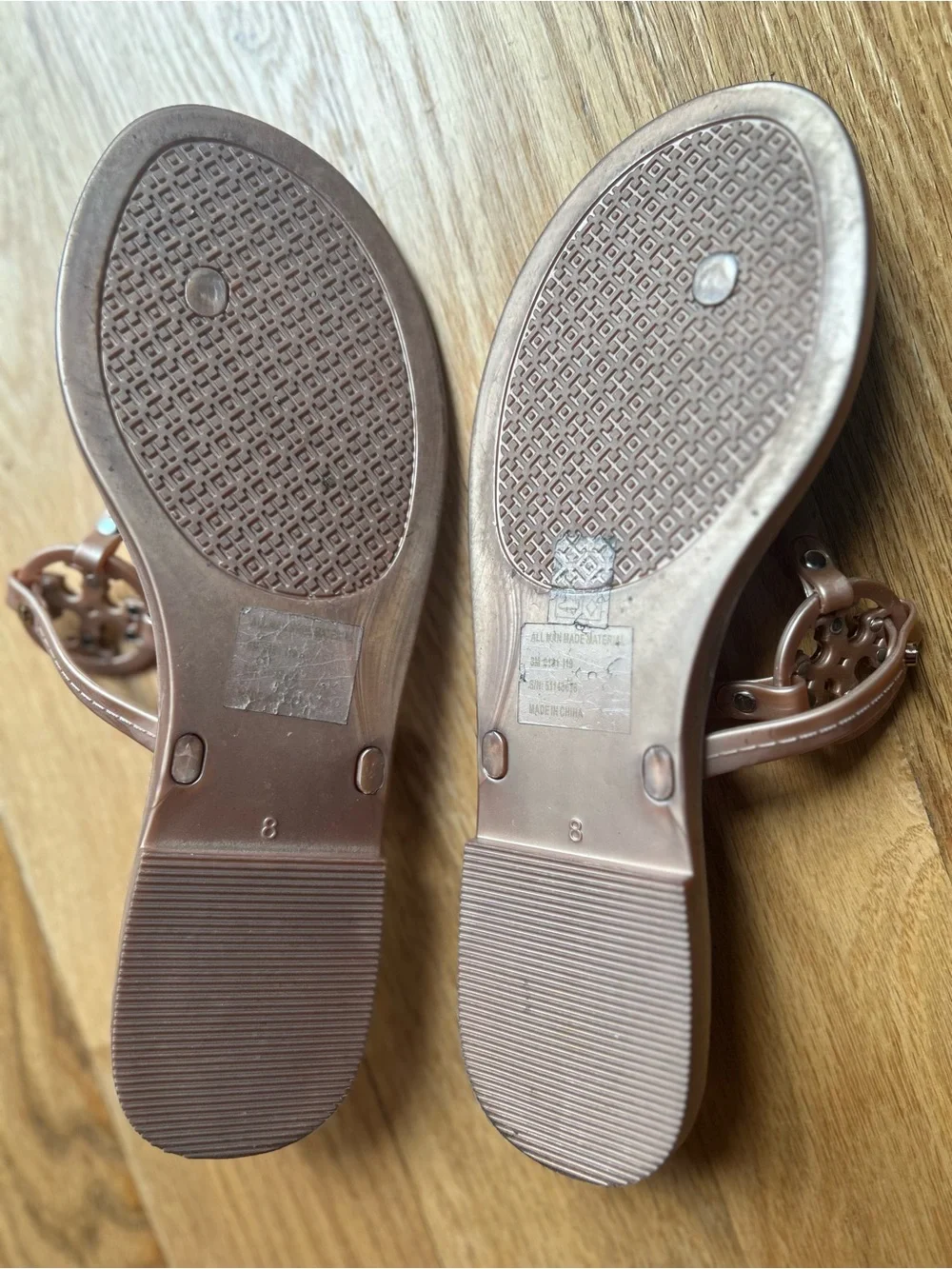 Tory Burch Muted Pink with Gold Emblem Thong Sandals